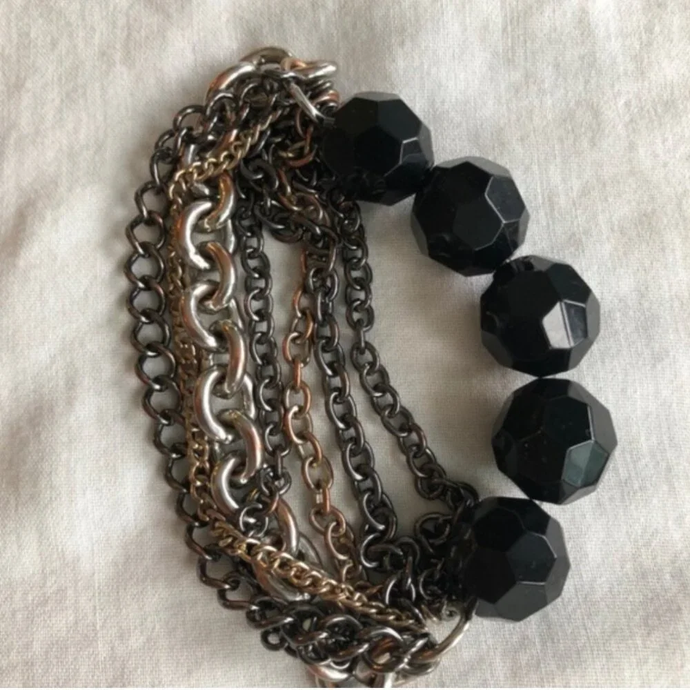 Fringe Necklace & bracelet black CRYSTAL GEMS NWOT - Picture 5 of 10